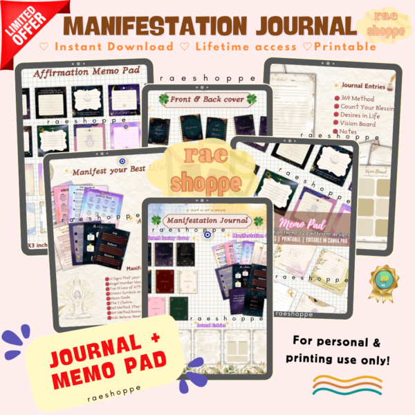 MANIFESTATION JOURNAL w/ FREEBIES (for personal and printing business)