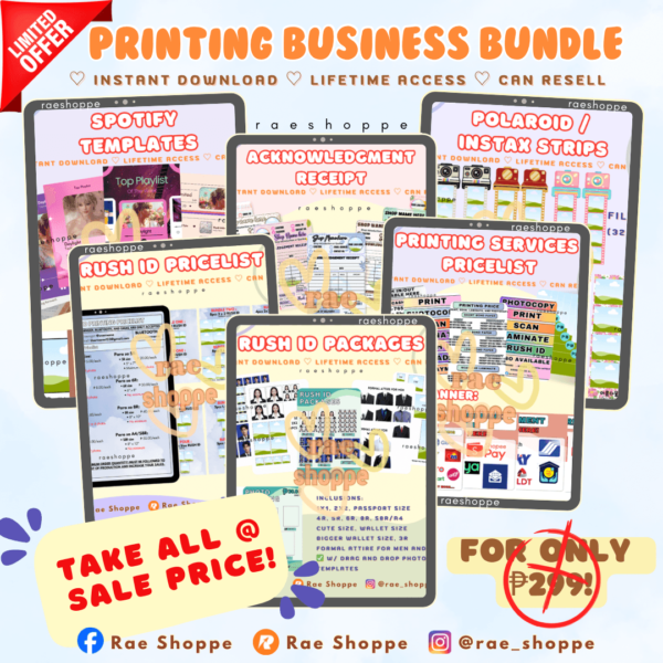 PRINTING BUSINESS BUNDLE (editable in Canva + resellable)